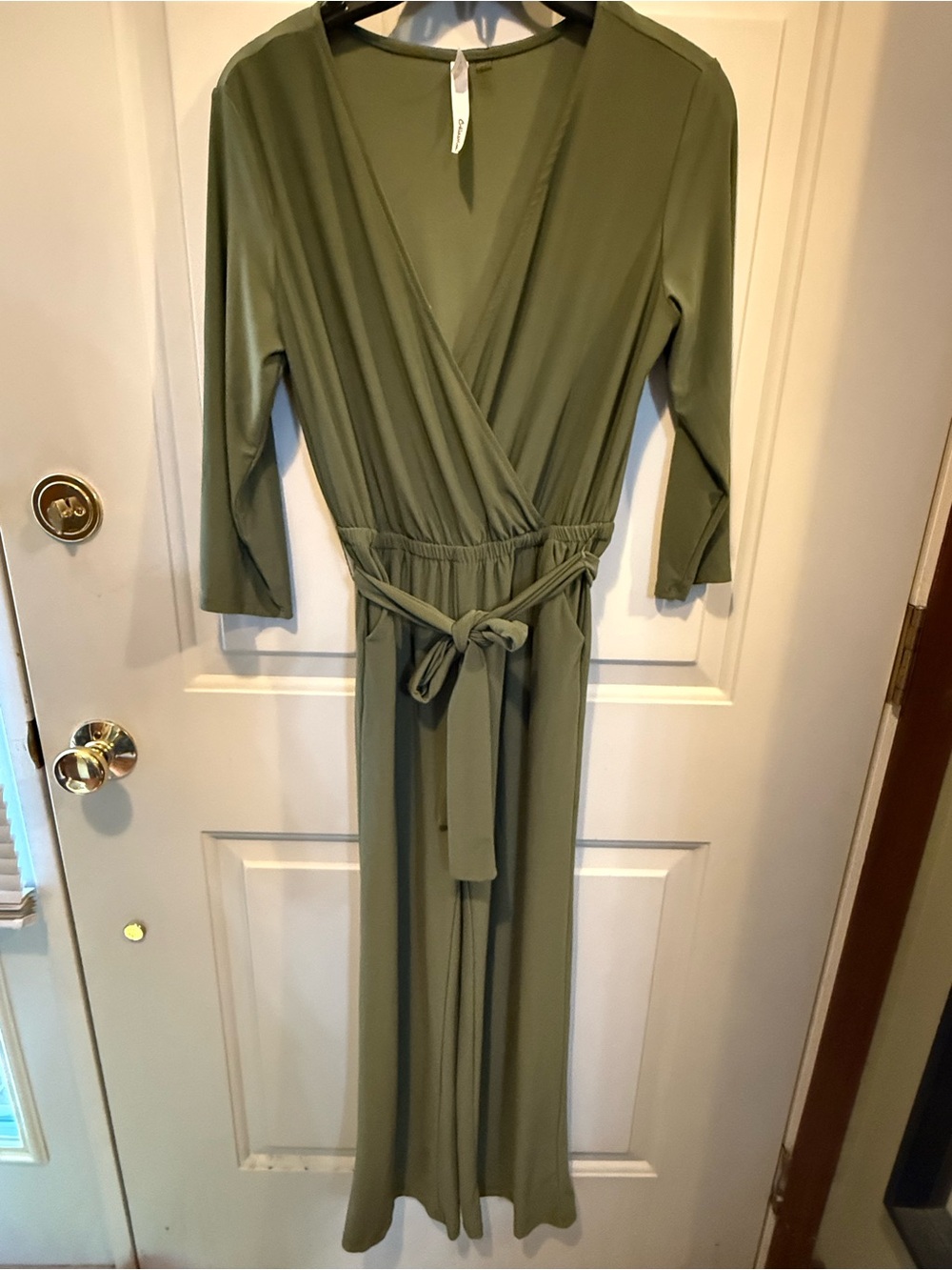 NY Collection Olive Wrap Jumpsuit